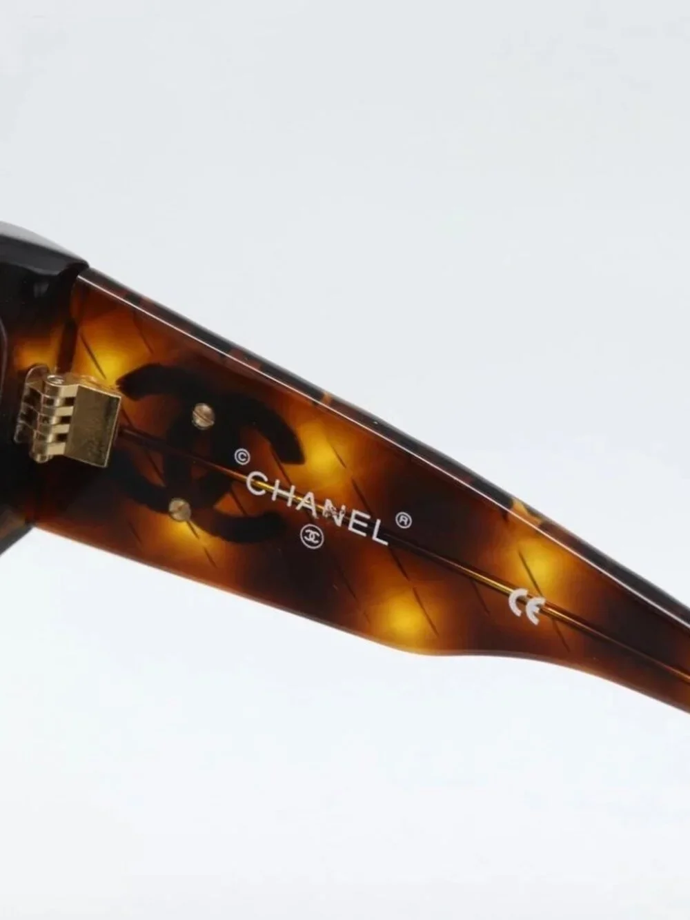 CHANEL Tortoise Pattern Sunglasses plastic Brown CC Auth 180942